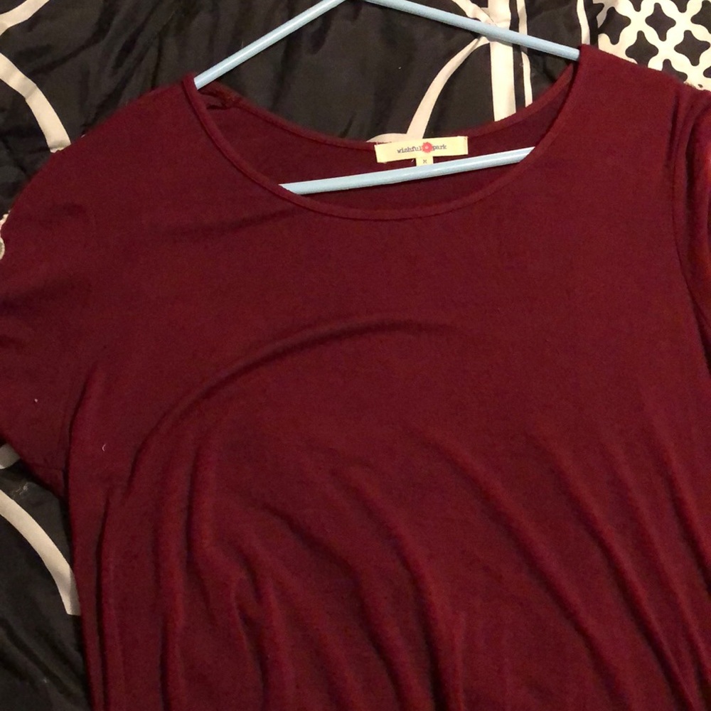 Cute lace sleeve red t-shirt